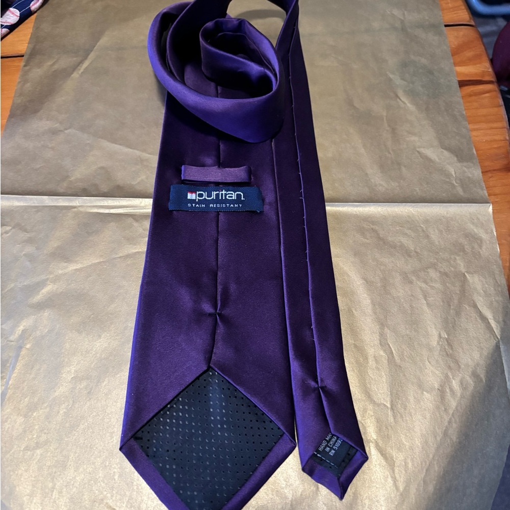 Puritan stain resistant hand made all silk tie - deep purple